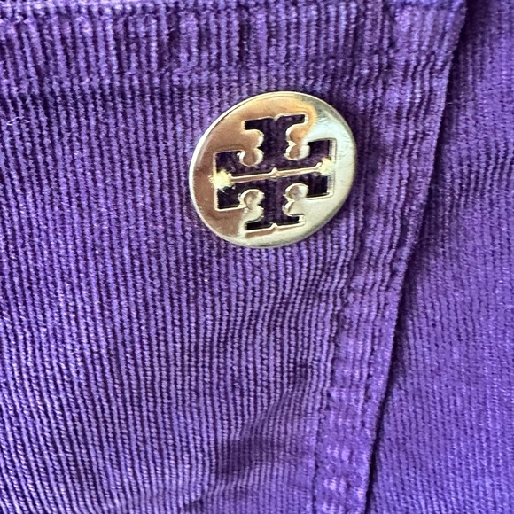 Tory Burch Purple Corduroy Pants with‎ Gold Embellishment Skinny Size 29 - Picture 5 of 6